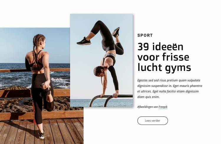 Ideeën voor frisse lucht gyms Website mockup