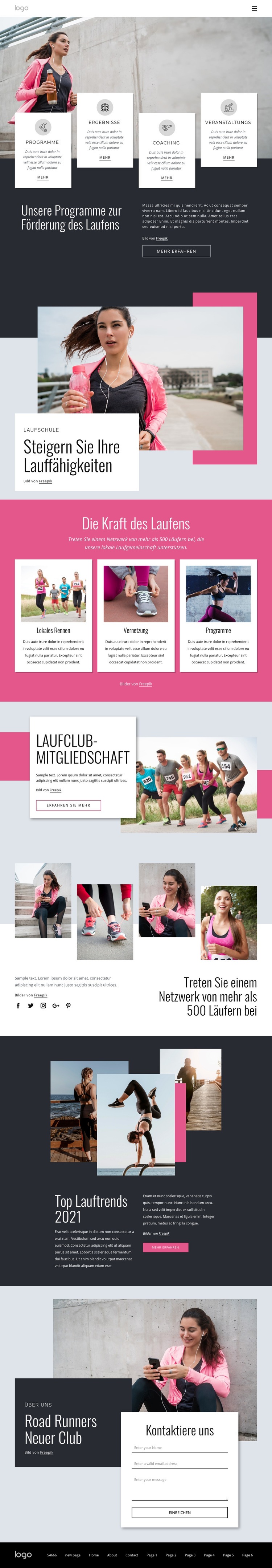 Lauf- und Walking-Community Website Builder-Vorlagen