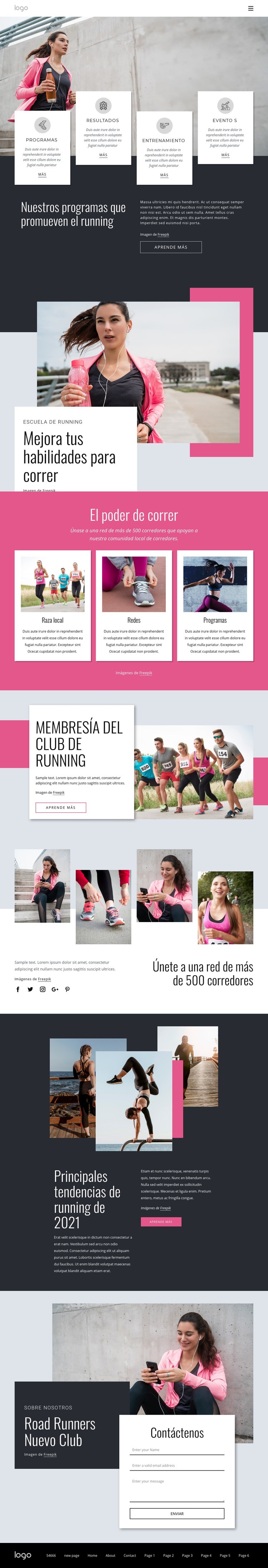 Comunidad para correr y caminar Diseño de páginas web