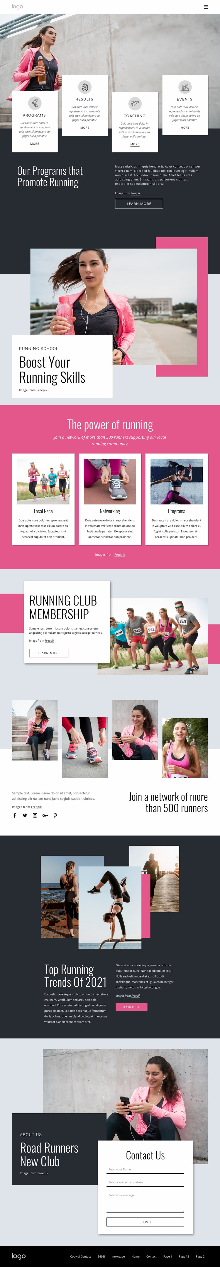 Running and walking community Ecommerce Website Design