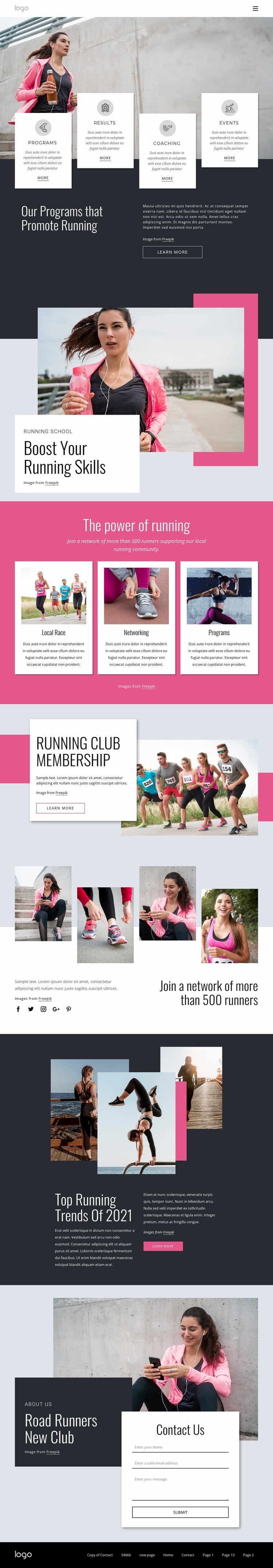 Running and walking community Wix Template Alternative