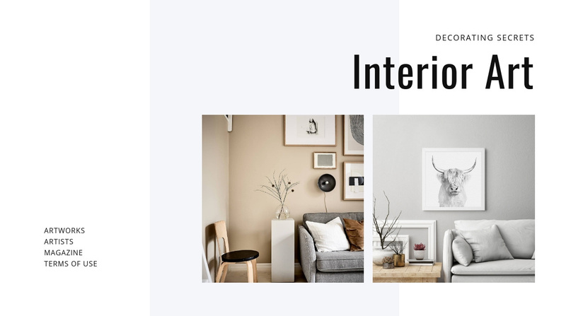 Modern art in interiors Web Page Design