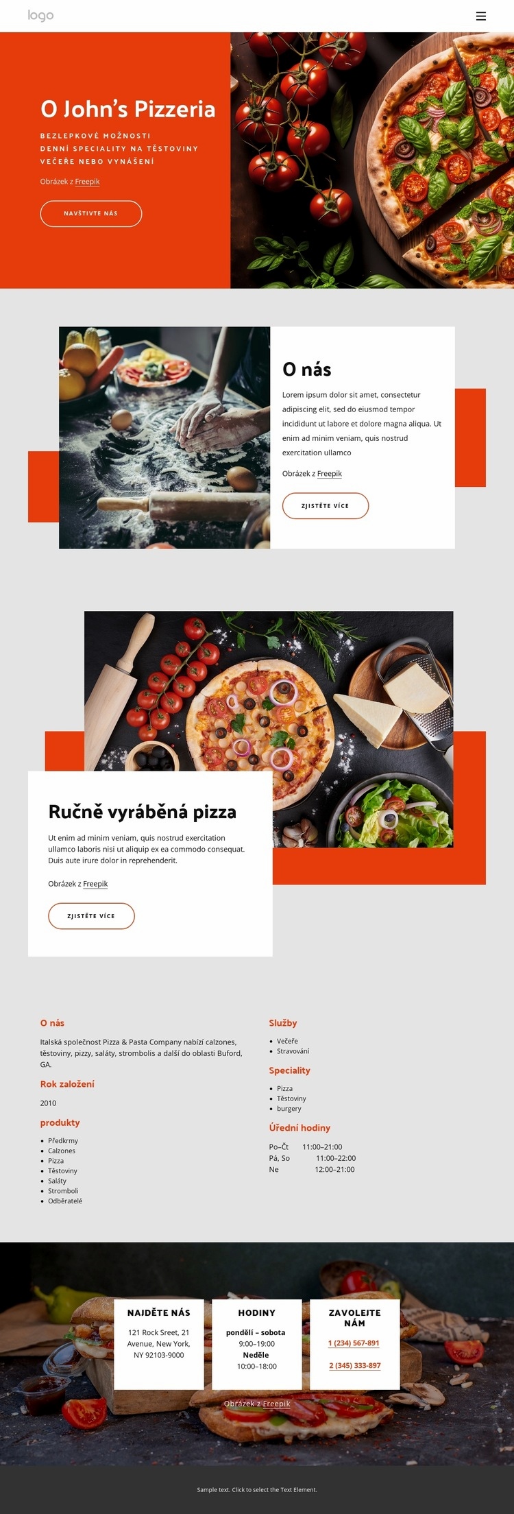 O naší pizzerii Šablona webové stránky