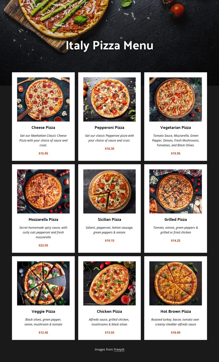 Homemade pizza CSS Template