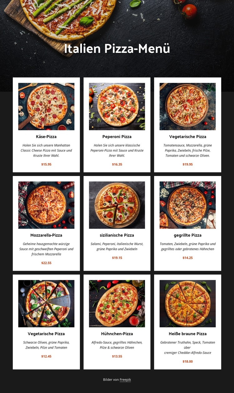 Selbstgemachte Pizza CSS-Vorlage