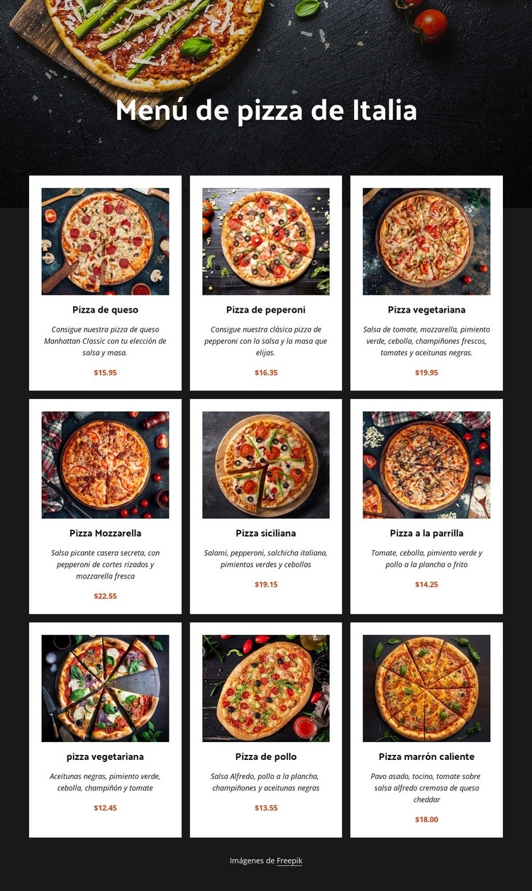 Pizza casera Plantillas de creación de sitios web