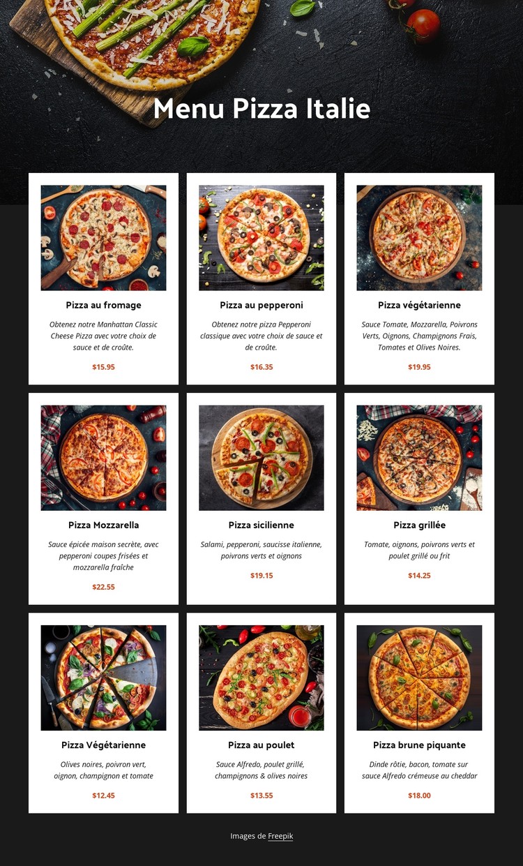 Pizzas maison Modèle CSS
