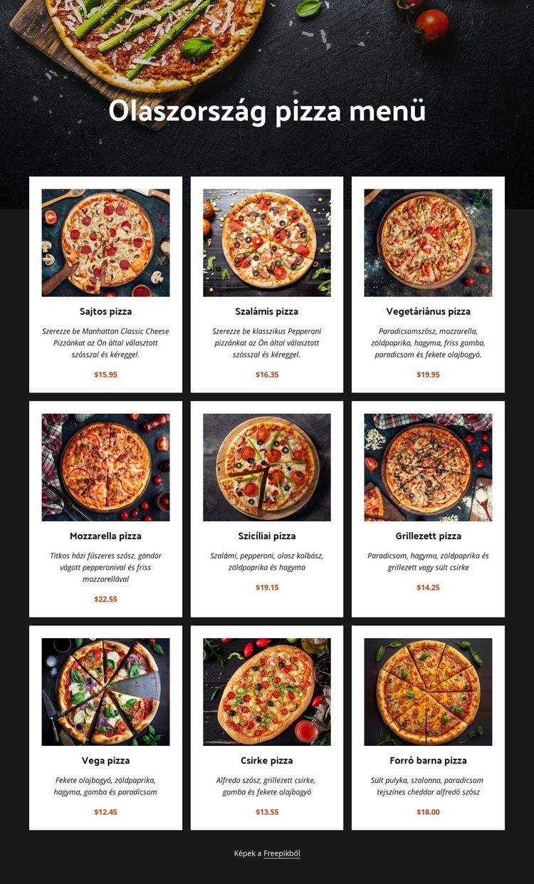 Házi pizza HTML Sablon