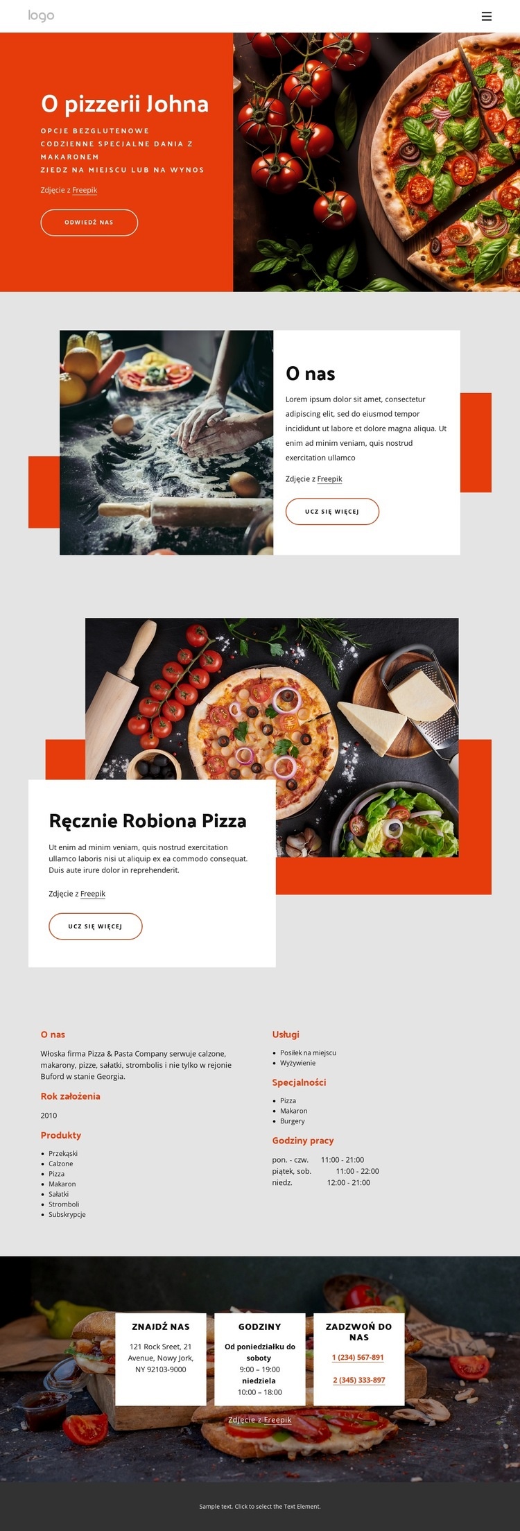 O naszej pizzerii Szablony do tworzenia witryn internetowych