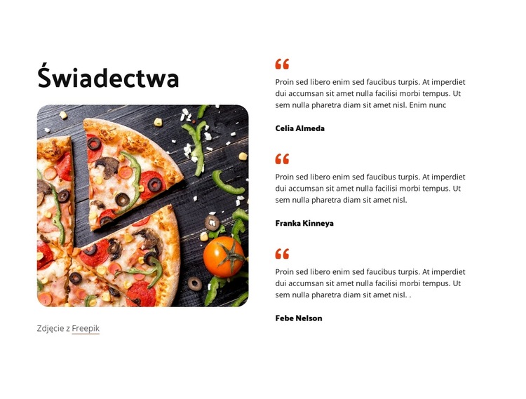 Prosty blok referencji Szablon witryny sieci Web