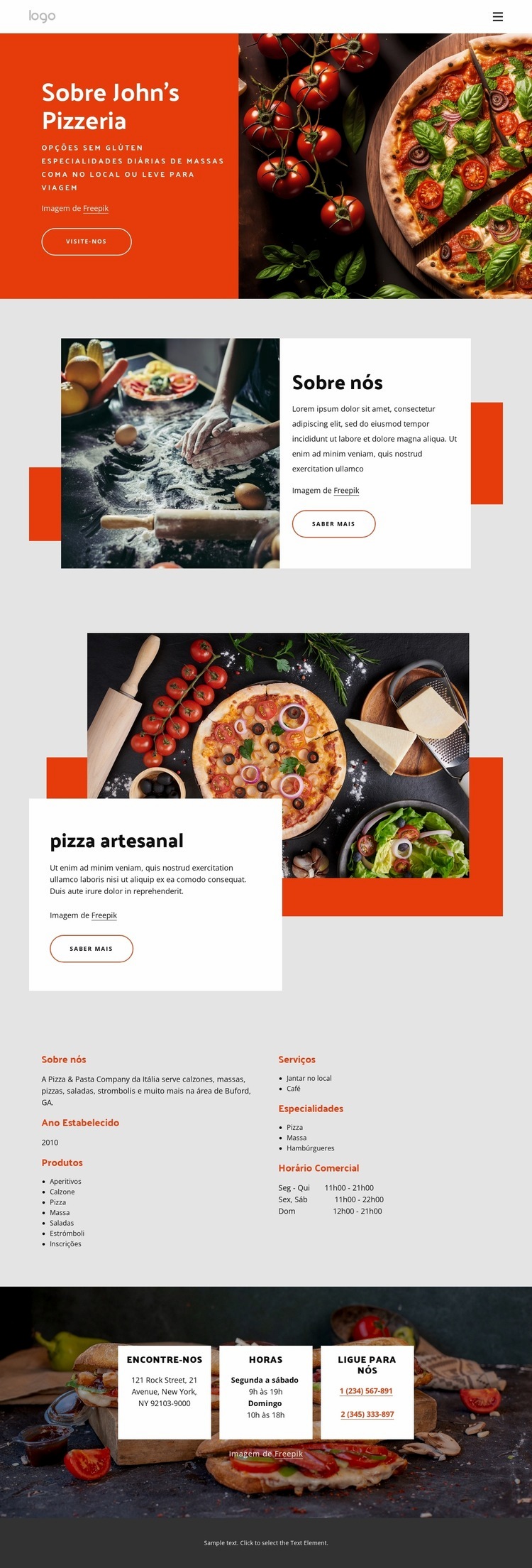 Sobre nossa pizzaria Design do site