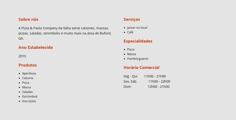 Sobre Pizzaria Napolitano Design do site