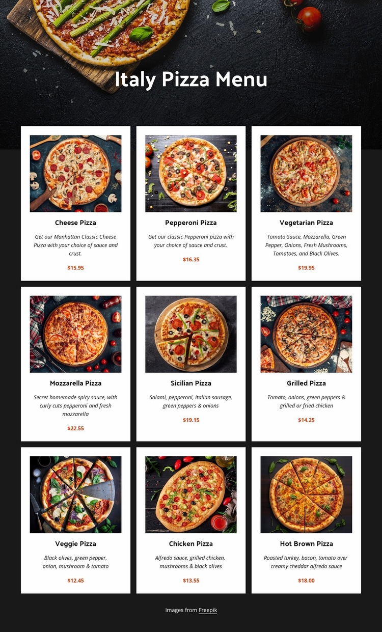Homemade pizza Website Builder Templates