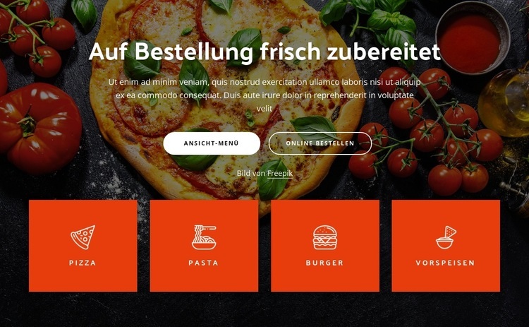 Auf Bestellung frisch zubereitet HTML Website Builder