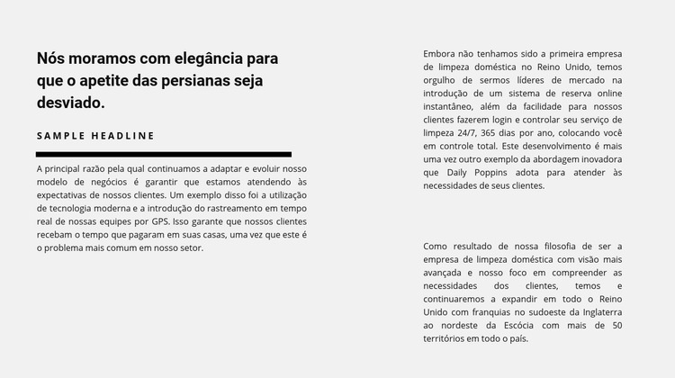 Muito texto em duas colunas Design do site