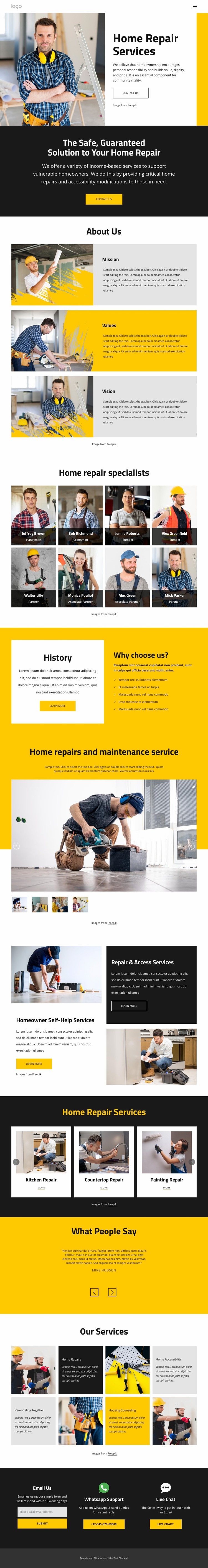 Quality handyman service Website Mockup