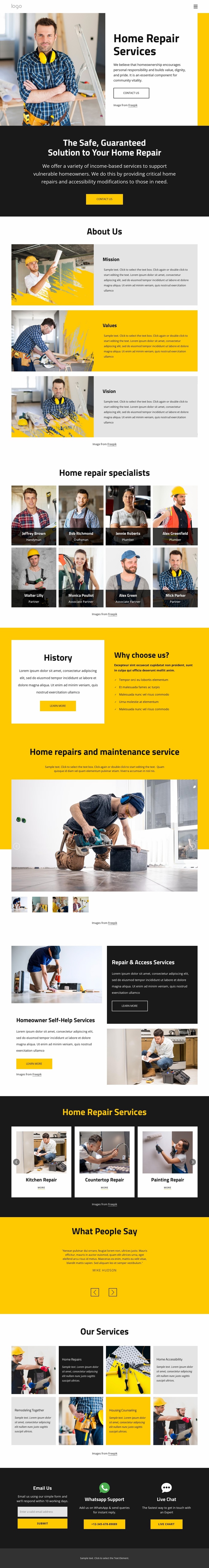 Quality handyman service Landing Page