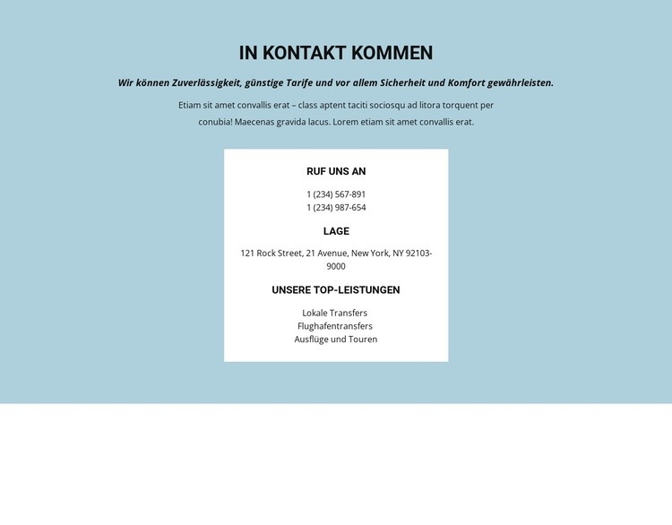 Kontaktinformation Website Builder-Vorlagen