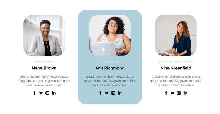 Tres personas del equipo Plantilla HTML
