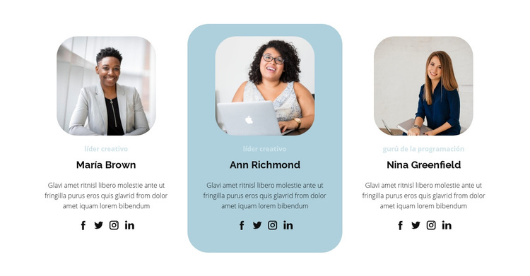 Tres personas del equipo Tema de WordPress