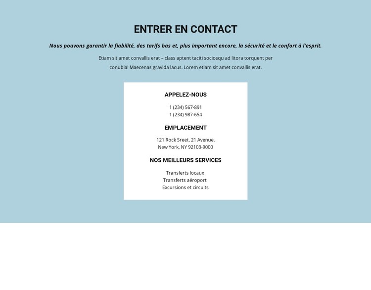 Informations de contact Modèle CSS