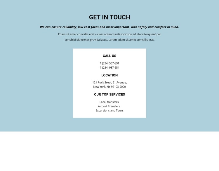 Contact information HTML Template
