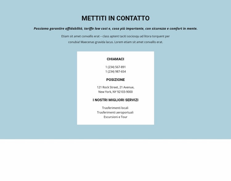 Informazioni sui contatti Costruttore di siti web HTML