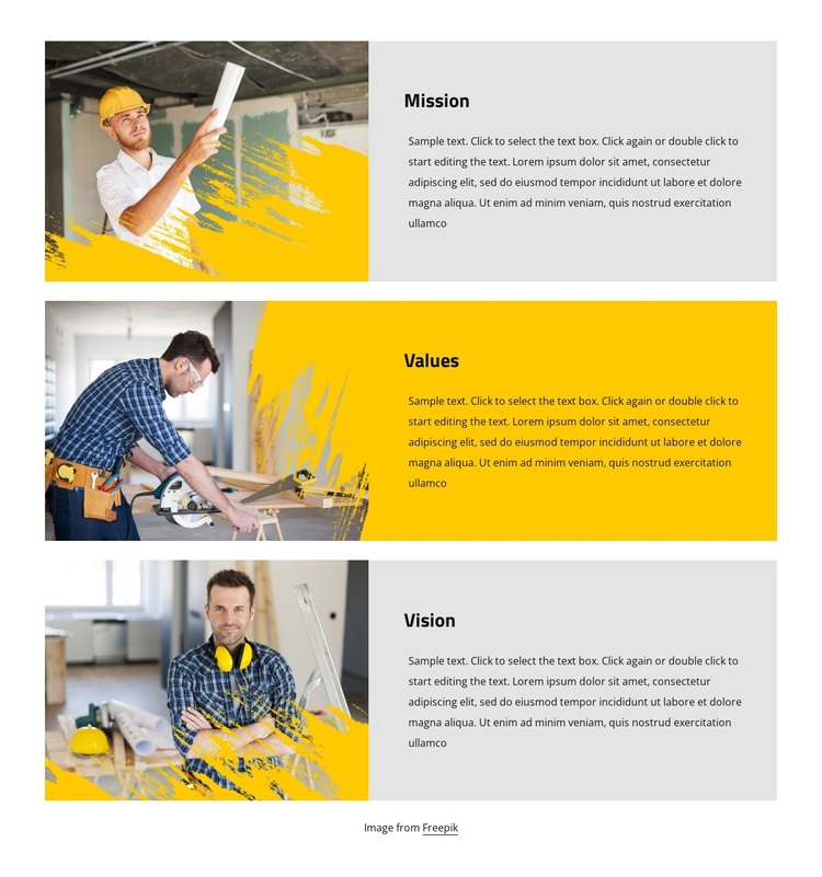 Home repair mission and values Joomla Page Builder