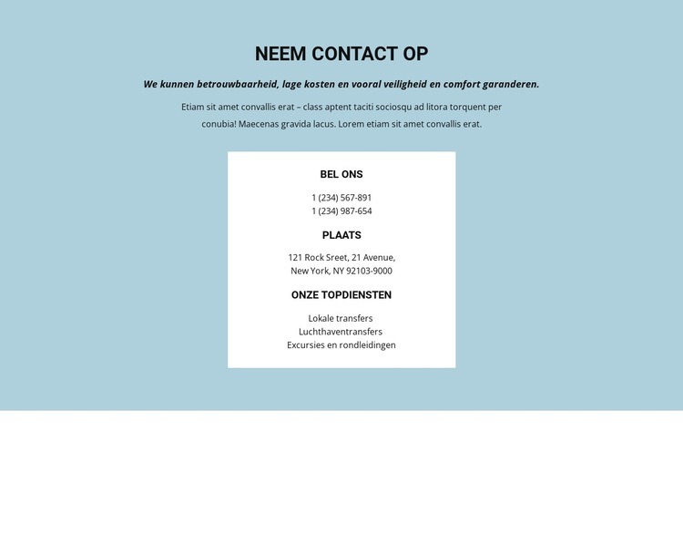 Contactgegevens Website Builder-sjablonen