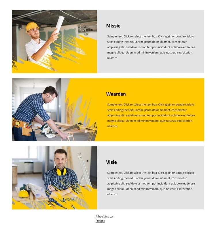 Missie en waarden voor huisreparatie Website mockup