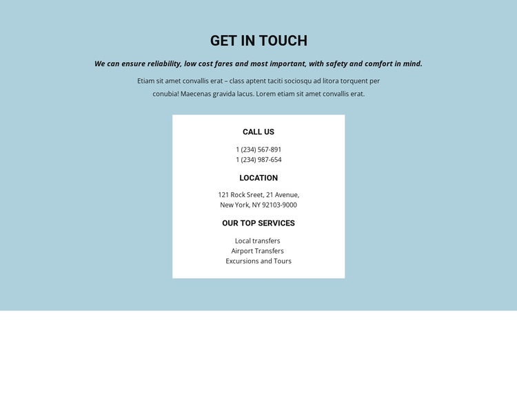Contact information One Page Template
