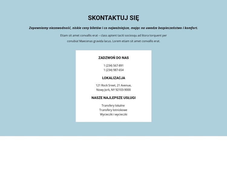 Informacje kontaktowe Szablon HTML