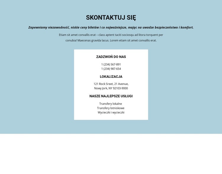 Informacje kontaktowe Szablon HTML5