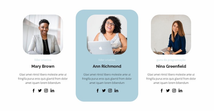 Três pessoas da equipe Design do site