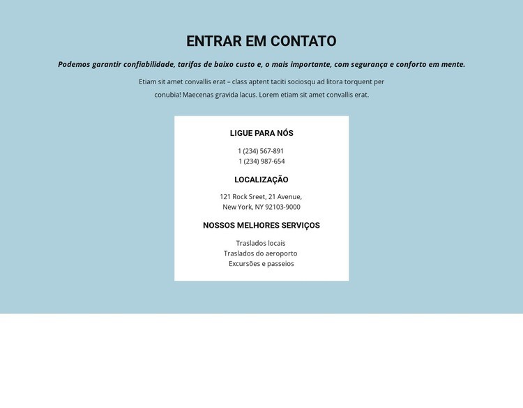 Informações de Contato Design do site