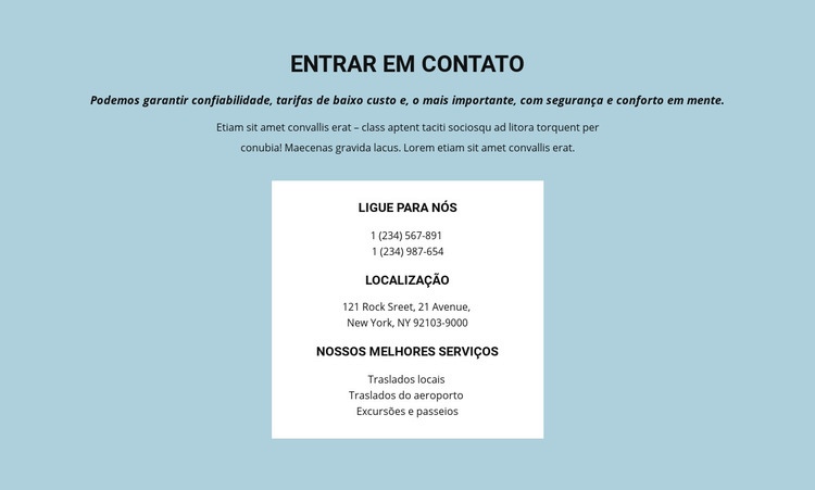 Informações de Contato Modelo