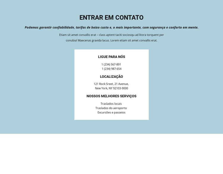 Informações de Contato Modelo de site