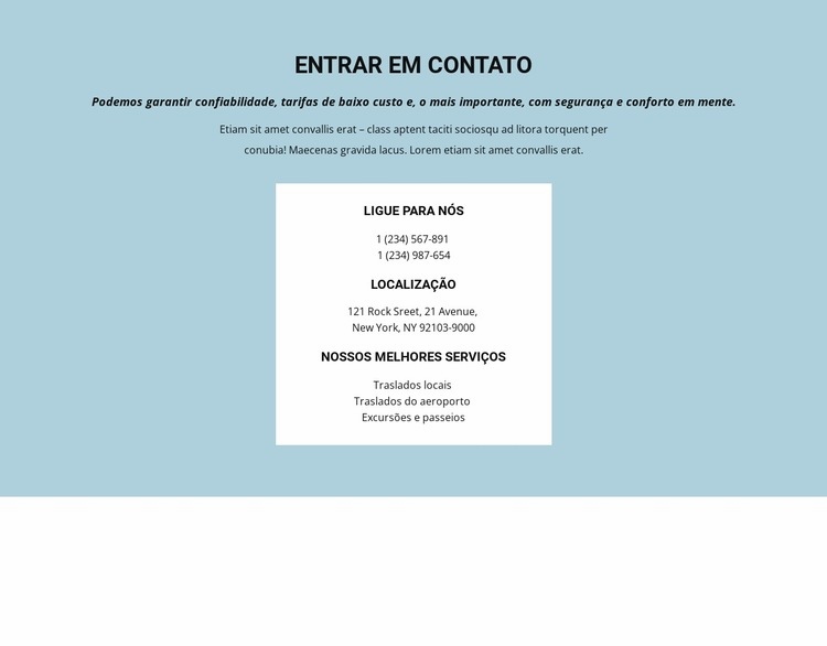 Informações de Contato Landing Page