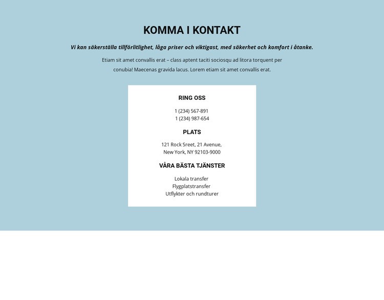 Kontaktinformation HTML-mall