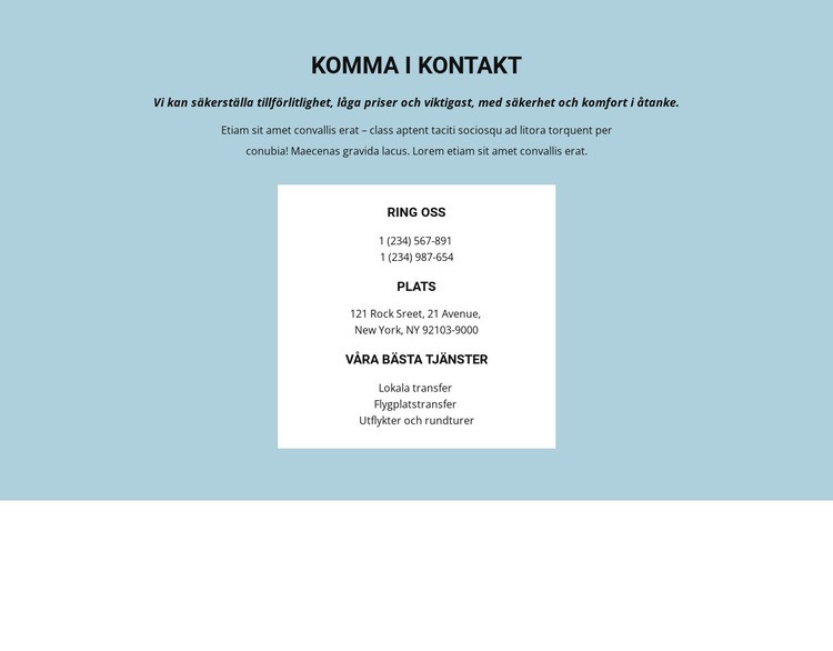 Kontaktinformation WordPress -tema