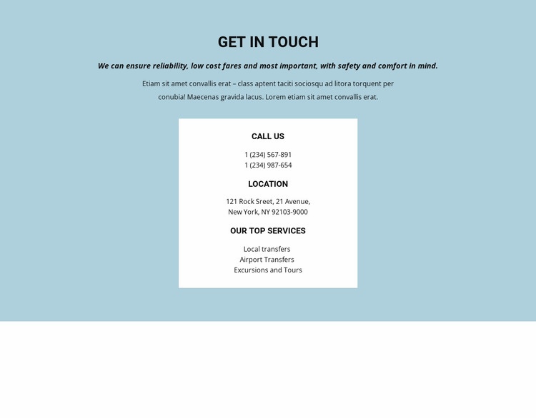 Contact information Web Page Design
