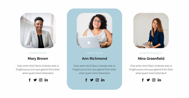 Three people from the team Landing Page