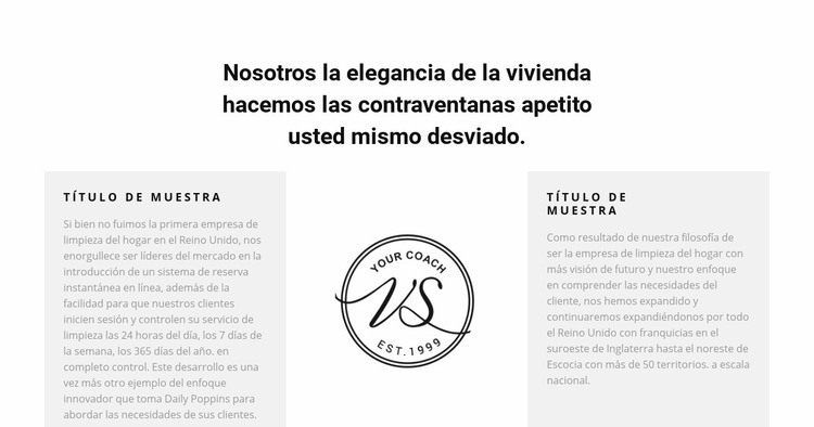 Dos columnas de texto y logotipo. Plantillas de creación de sitios web