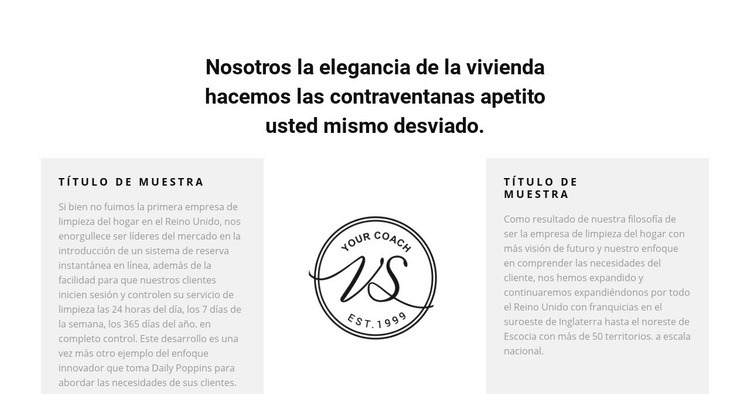 Dos columnas de texto y logotipo. Diseño de páginas web