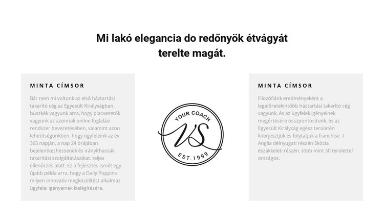 Két szöveges oszlop és logó Weboldal tervezés