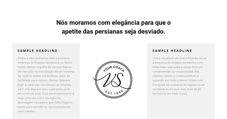 Duas colunas de texto e logotipo Design do site