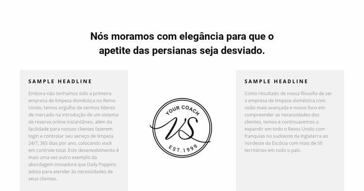 Duas colunas de texto e logotipo Landing Page