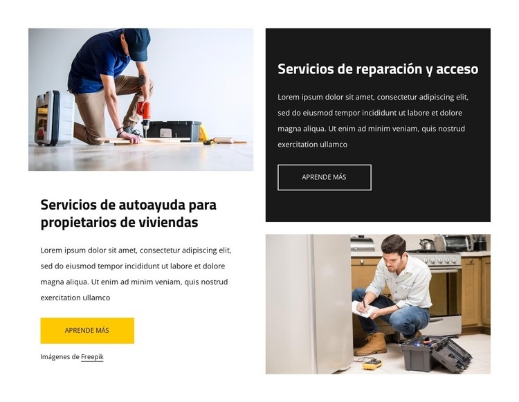 Servicios de reparación y acceso Creador de sitios web HTML