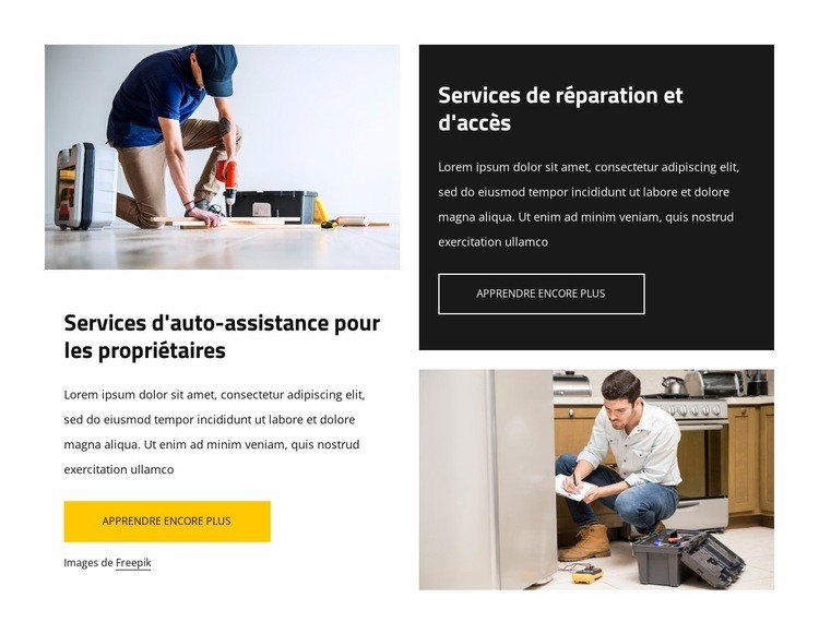 Services de réparation et d'accès Conception de site Web