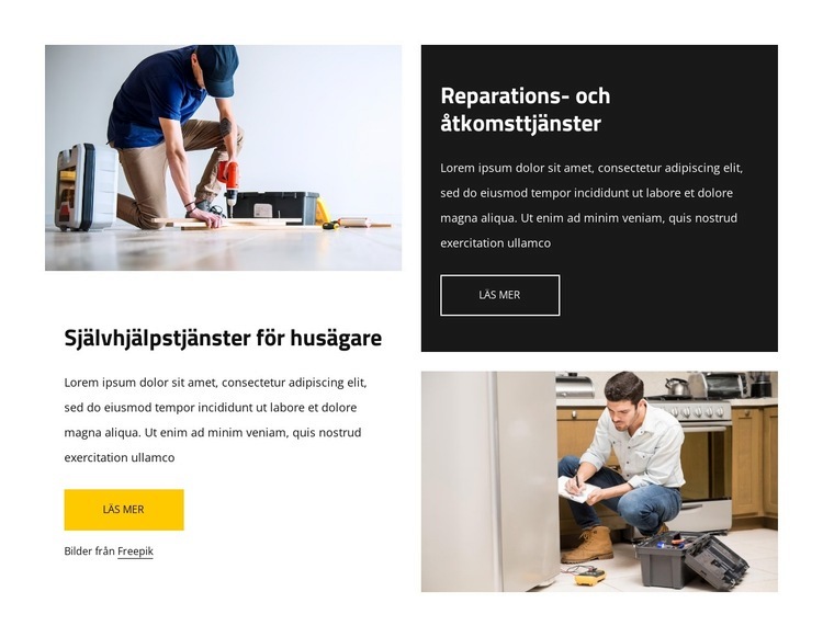 Reparation och åtkomsttjänster Hemsidedesign